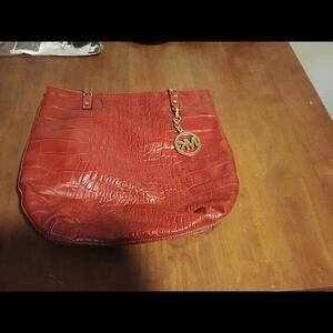 MICHAEL KORS "Jet Set Chain NS" Croc Embossed Leather Tote Handbag